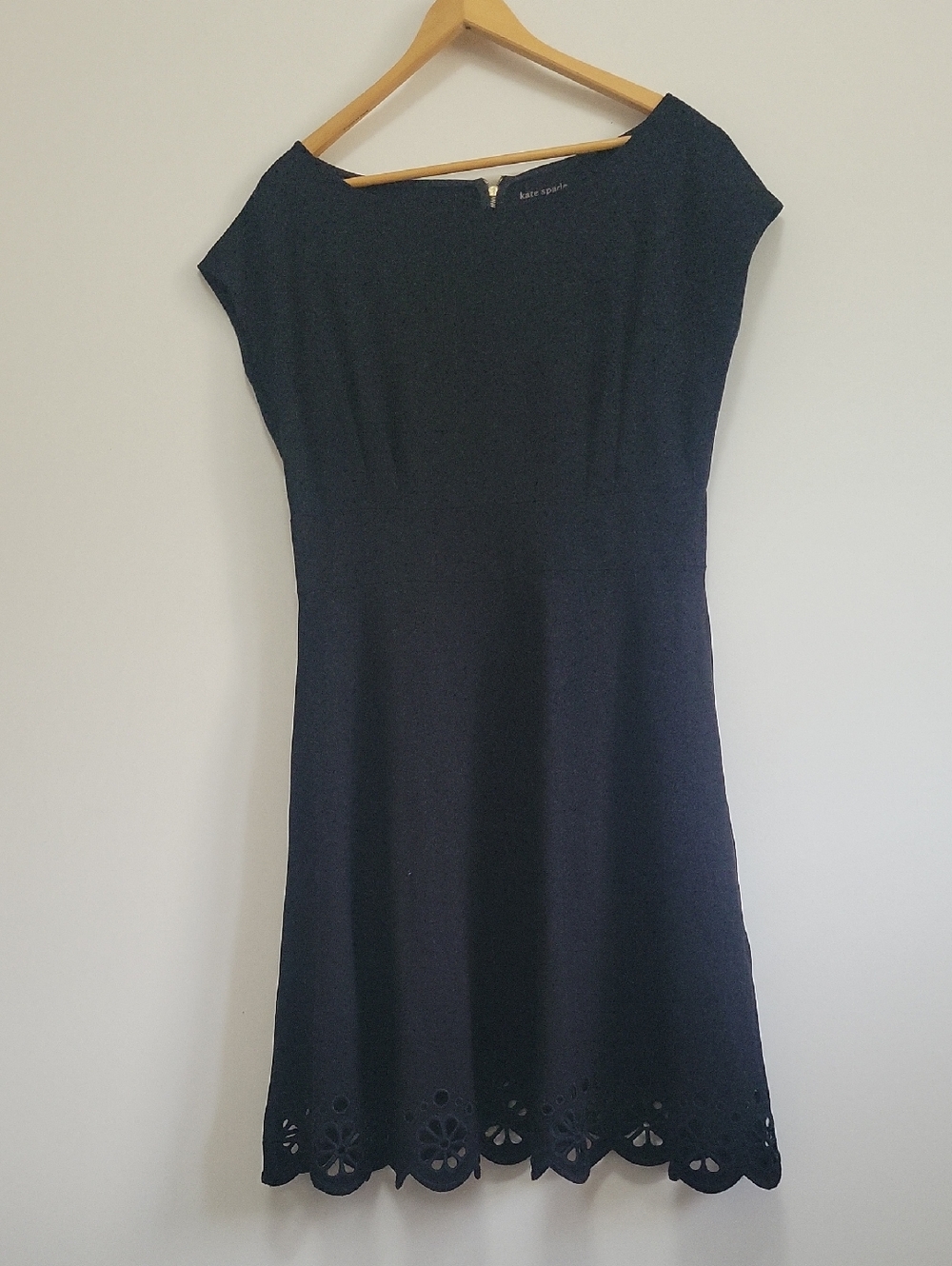kate spade navy laser-cut scallop-hem midi dress